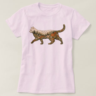 Boho Cat Floral — Women’s Cat Lover Plants, Tree T-Shirt