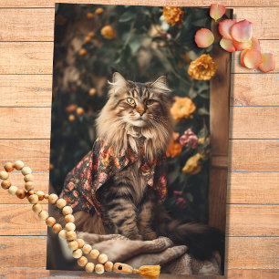 Boho Cat in Florals 4 Decoupage Paper