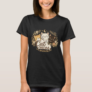 Boho Cat Mom T-Shirt Cute Cats Floral BohT-Shirt