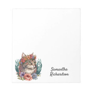 Boho Cat Personalized Watercolor Notepad