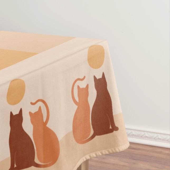 Boho Cats Sunset Desert Tablecloth (In Situ)