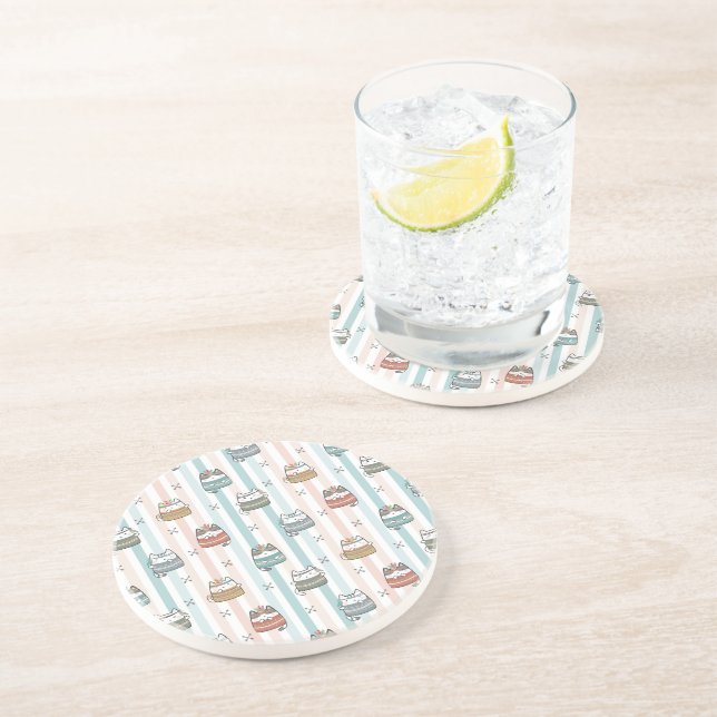  Boho Cats Tribal Pattern  Coaster (Side)