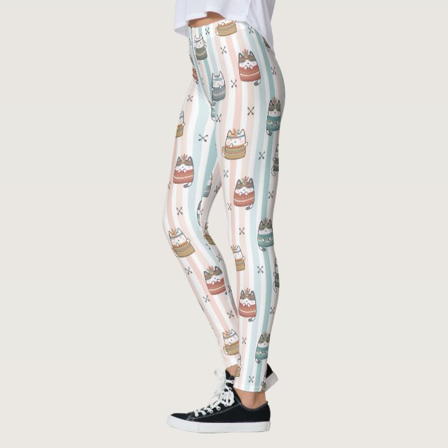  Boho Cats Tribal Pattern  Leggings (Left)