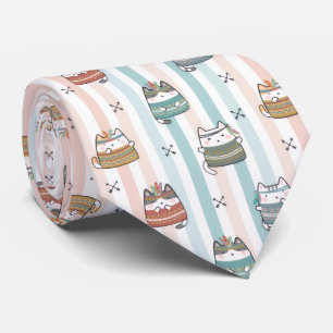 Boho Cats Tribal Pattern Tie