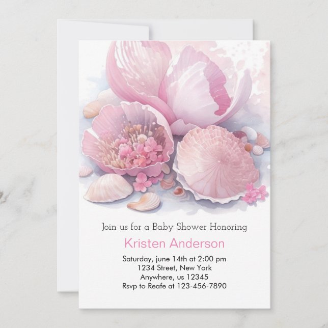 Boho Celebration by the Ocean Girl Baby Shower Invitation (Front)