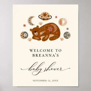 Boho Celestial Bear Baby Shower Welcome Poster