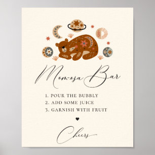 Boho Celestial Bear Mum-osa Bar Poster