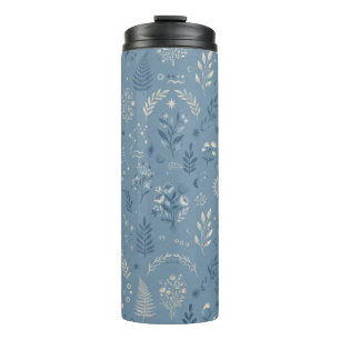 Boho Celestial Botanical Dusty Blue Drinkware Thermal Tumbler