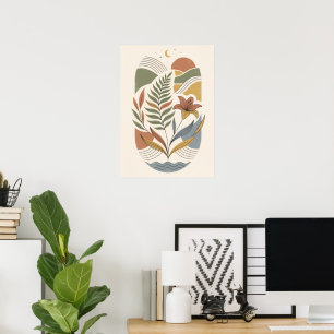 Boho Celestial Botanical Landscape Art Print Fer