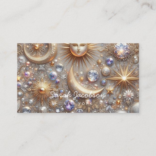 Boho Celestial Business Card – Cosmic Night Sky (Front)