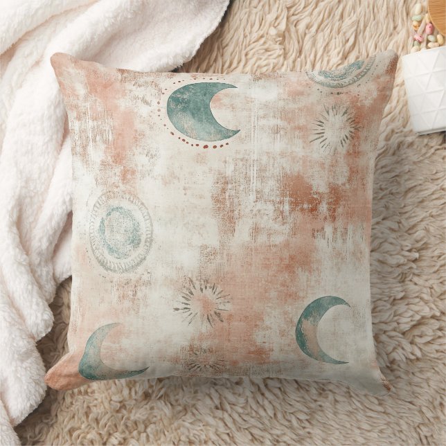 Boho Celestial Floral Moon Pattern (10) Cushion (Blanket)