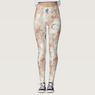Boho Celestial Floral Moon Pattern (10) Leggings