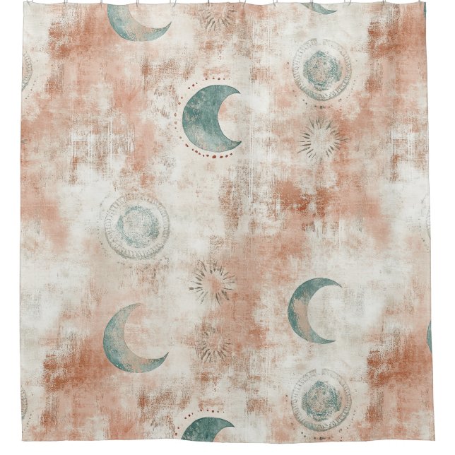 Boho Celestial Floral Moon Pattern (10) Shower Curtain (Front)