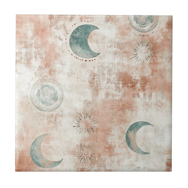 Boho Celestial Floral Moon Pattern (10) Tile (Front)