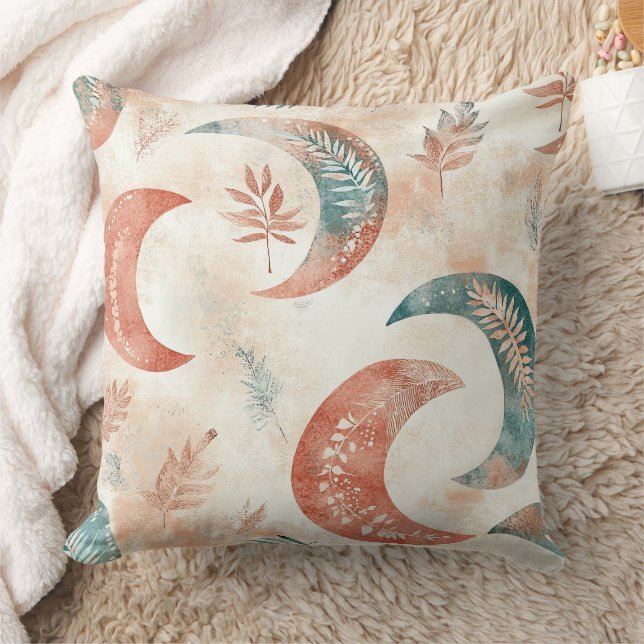 Boho Celestial Floral Moon Pattern (2) Cushion (Blanket)