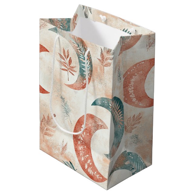 Boho Celestial Floral Moon Pattern (2) Medium Gift Bag (Front Angled)