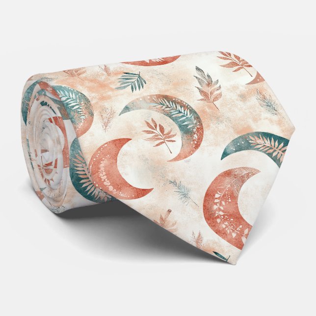Boho Celestial Floral Moon Pattern (2) Tie (Rolled)