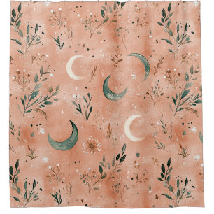 Boho Celestial Floral Moon Pattern (4) Shower Curtain