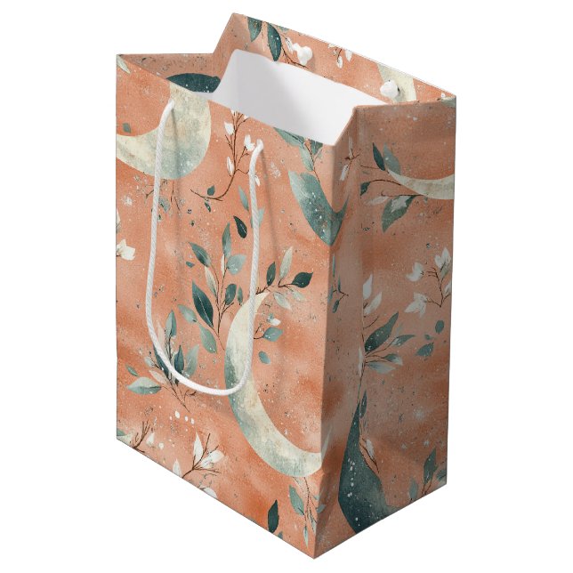 Boho Celestial Floral Moon Pattern (5) Medium Gift Bag (Front Angled)