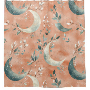 Boho Celestial Floral Moon Pattern (5) Shower Curtain