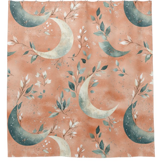 Boho Celestial Floral Moon Pattern (5) Shower Curtain (Front)
