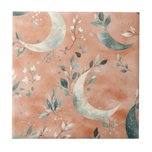 Boho Celestial Floral Moon Pattern (5) Tile