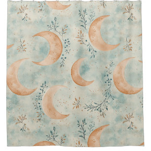 Boho Celestial Floral Moon Pattern (8) Shower Curtain