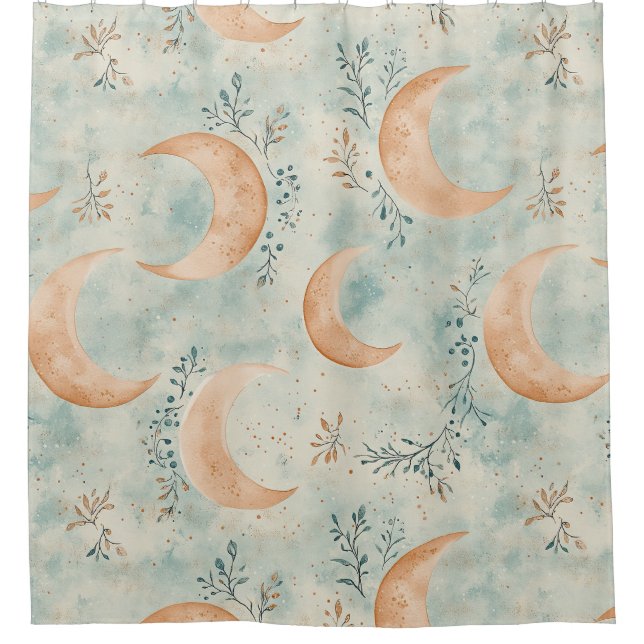 Boho Celestial Floral Moon Pattern (8) Shower Curtain (Front)