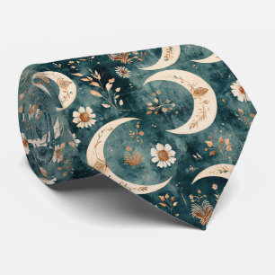 Boho Celestial Floral Moon Pattern (9) Tie