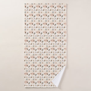 Boho Celestial Floral Pattern Bath Towel