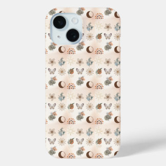 Boho Celestial Floral Pattern iPhone 15 Case