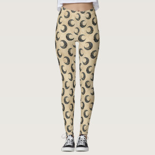 Boho Celestial Moon Gold Pattern Leggings
