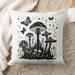 Boho Celestial Mushrooms with Butterflies and Star Cushion