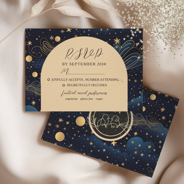 Boho Celestial Night Wedding RSVP Card (Creator Uploaded)