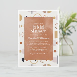 Boho Celestial Shapes Terracotta Bridal Shower  Invitation