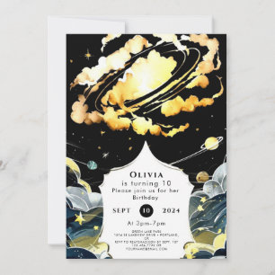 Boho Celestial Space Birthday Invitation