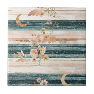 Boho Celestial Stripe in Teal for Free Spirits Tile