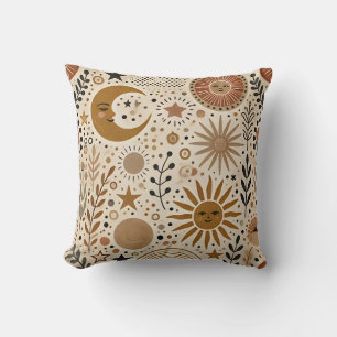 Boho Celestial Sun and Moon Pattern Cushion