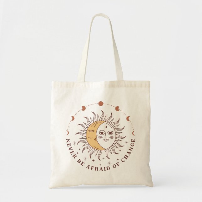 Boho Celestial Sun And Moon Tote Bag (Front)