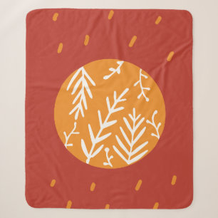 Boho Celestial Sun Botanical Leaf Pattern Blanket
