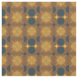 Boho Celestial Sun Moon Rustic Pattern Fabric