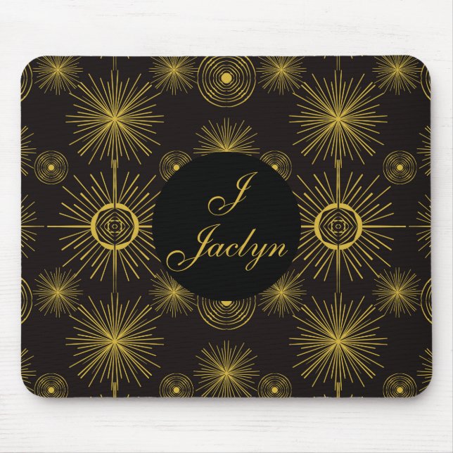 Boho Celestial Sun Stars Black  Mouse Mat (Front)