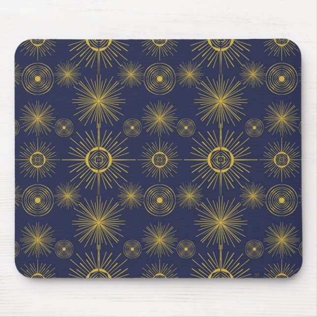 Boho Celestial Sun Stars Blue Pattern Mouse Mat (Front)