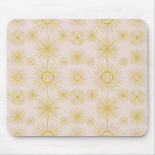 Boho Celestial Sun Stars Blush Pink Mouse Mat
