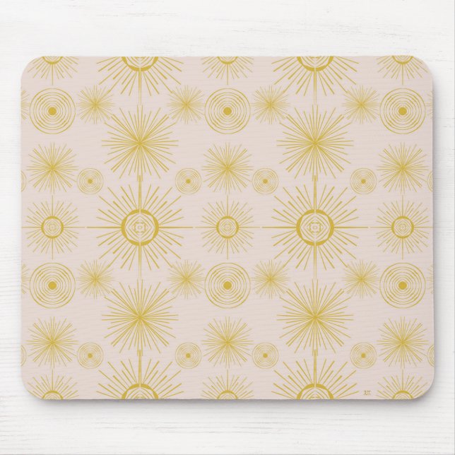 Boho Celestial Sun Stars Blush Pink Mouse Mat (Front)