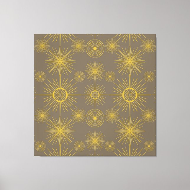 Boho Celestial Sun Stars Grey Pattern  Canvas Print (Front)