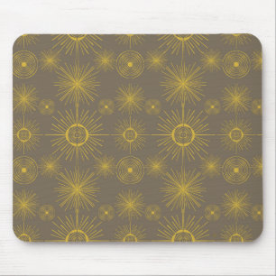 Boho Celestial Sun Stars Grey Pattern  Mouse Mat