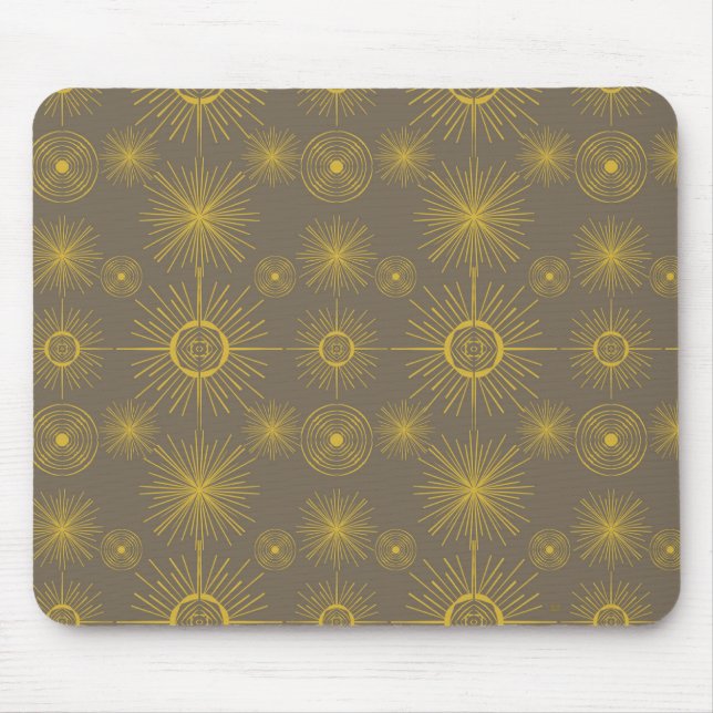 Boho Celestial Sun Stars Grey Pattern  Mouse Mat (Front)