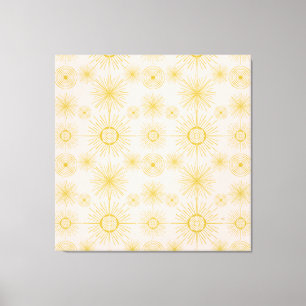 Boho Celestial Sun Stars Ivory Pattern  Canvas Print