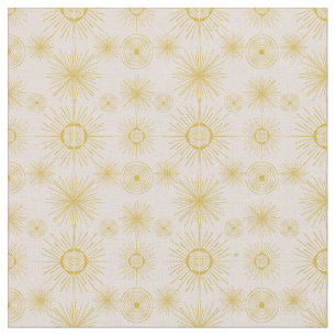 Boho Celestial Sun Stars Ivory Pattern Fabric